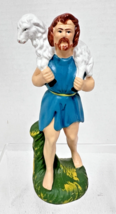 Vintage Japan Nativity Shepard w Sheep 5&quot; T 2 W Composition Great Shape - $12.38