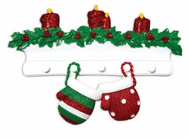 Red &amp; Green Mitten Family of 2 3 4 5 6 7 8 9 10 11 12 Personalized Chris... - $17.95+