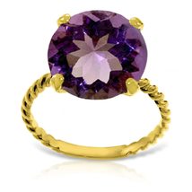 14K Solid Gold Ring With Natural 12.0 Mm Round Purple Amethyst - £358.97 GBP