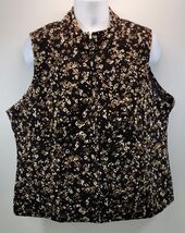 Women Basic Editions Floral Corduroy Lightweight Vest Jacket Size 1X Cotton - $11.87