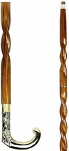 Antique Brass Designer Handle Vintage Walking Cane Wooden Walking Stick Men&#39;s - £29.88 GBP
