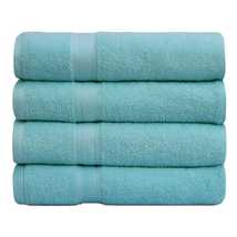 4 Luxury Combed Cotton Bath Teal Towels Set 27x54 500 GSM Highly Absorbent - £34.52 GBP