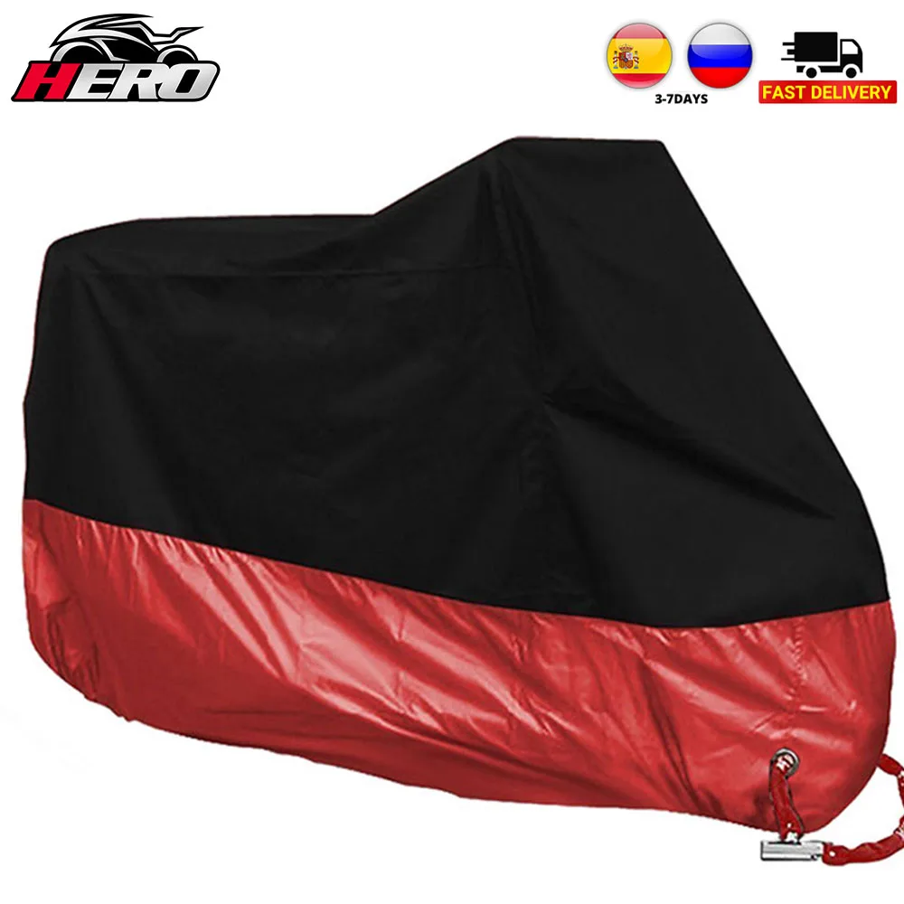HEROBIKER Moto Black Red Motorcycle cover universal Outdoor UV Protector Scooter - £151.68 GBP