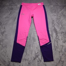 Under Armour Pants Youth L Girls Pink Purple Athletic Fitted Tights - £18.14 GBP