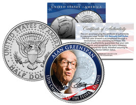 Alan Greenspan *13th Chairman Federal Reserve* Jfk Half Dollar Us Colorized Coin - £6.82 GBP