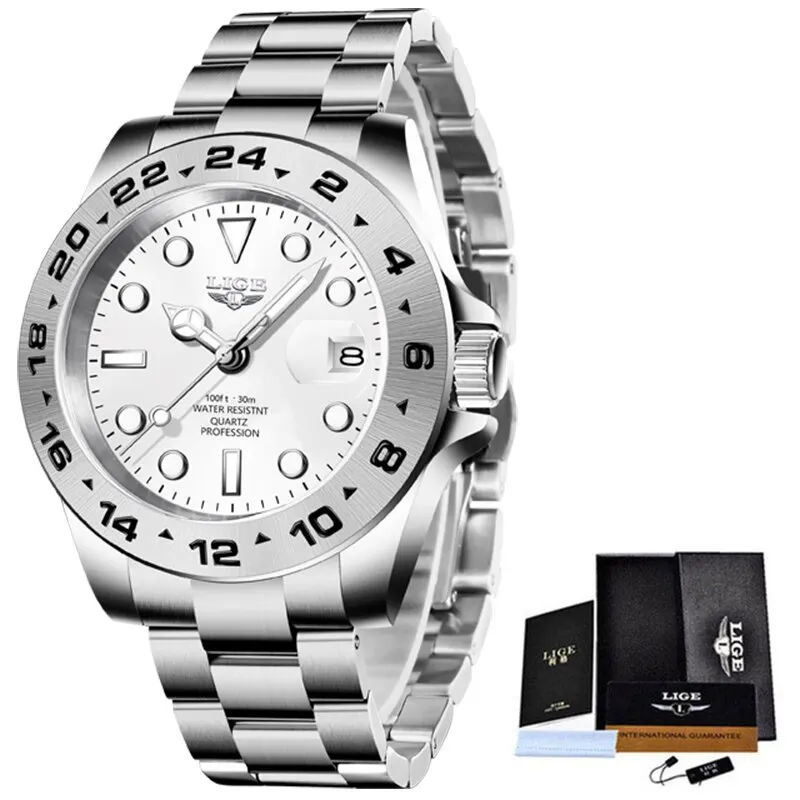 Men Watch Stainless Steel Band Date Mens Clock Business Male Watches Wat... - £56.56 GBP