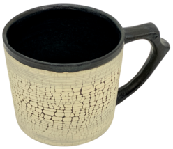 Handmade Mino Ware Porcelain White Black Crack Style Mug Japan - £59.47 GBP