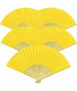 5pcs Lemon Yellew Paper Fans Lot of 5 Five Folding Hand Fan Wedding Bamb... - €7,77 EUR