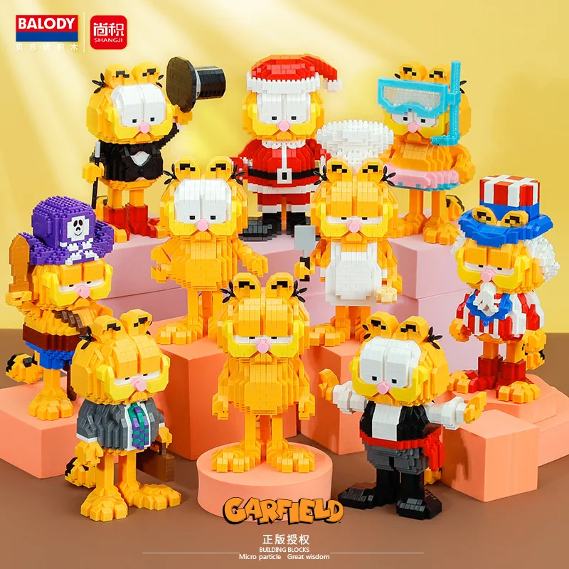 Balody Mini Blocks Magic Cartoon Garfield Cat Anime Figures Collection Building - £20.44 GBP