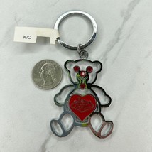 Silver Tone Red Rhinestone Bear Las Vegas Souvenir Keychain Keyring - £5.42 GBP