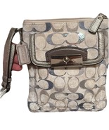 Coach Signature Silver Leather Trim Swingpack Shoulder Crossbody Handbag... - $34.65