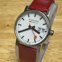 Mondaine Swiss Railway Quartz Watch 30305 Silver Steel Date Leather New ... - $84.44