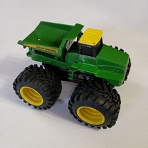 John Deere Ertl Monster Dump Truck Diecast Plastic Big Tires Green &amp; Yellow - $11.88