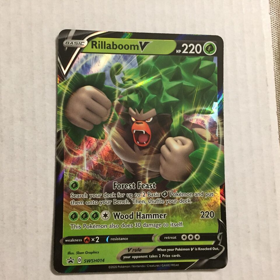 2021 Pokemon Rillaboom V Holo Trading Card SWSH014 - $3.75