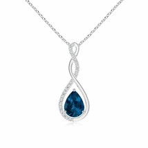 ANGARA Floating London Blue Topaz Drop Pendant in 14K Gold (Grade-AAA, Size-8x6) - £724.01 GBP