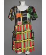 JAMS WORLD Colorful Squares Plaid Scoop Neck S/S 2-Pocket Sun Dress Wm&#39;s... - $66.54 CAD