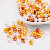 200 Glass Pearl Beads 6mm Assorted Fall Caramel Corn BULK Jewelry Supplies Mix - £7.01 GBP