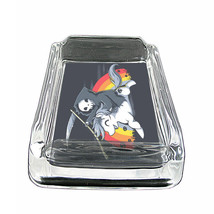Death Unicorn Em1 Glass Square Ashtray  4&quot; x 3&quot; Smoking Holder - £39.52 GBP