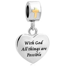 With Gold All things are possible Charm 925S bead for Bracelet - £17.13 GBP