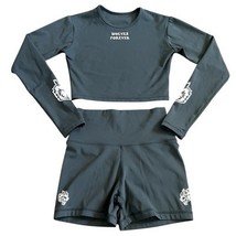 Darc Sport She Women’s Crop Long Sleeve Shirt &amp; Gym Shorts Set Grey Sz S... - $1,105.52 MXN