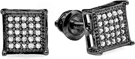 2 Ct Round Cut CZ White Diamond Unisex Stud Earrings 14K Black Gold Plated - £68.72 GBP