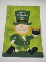 Happy St Patricks Day Leprechaun Pot of Gold Garden Flag 12&quot; X 18&quot; Decor Saint - £7.14 GBP