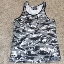 Mens Tank Top Born Fly Gray Black White Camouflage Sleeveless Shirt-sz L - £8.36 GBP