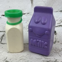 Vintage Fisher Price Milk Bottle Carton Lot Of 2 White Green Purple - £9.34 GBP