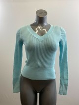 Tommy Hilfiger Women&#39;s V Neck Sweater Size Medium Blue Cotton Long Sleeve   - $13.85
