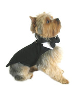 Black Harness Tuxedo with Tails, Bow Tie and White Cotton Collar Sizes X... - $25.07 CAD