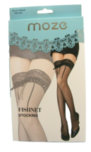 MOZE Black Sexy Fishnet Stockings Lace Top Thigh High Pantyhose Bedroom  OSFA - £6.12 GBP