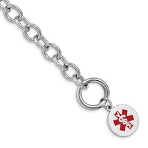 Sterling Silver Disc Medical ID Bracelet 7.75&quot; - £162.67 GBP