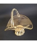 RARE VINTAGE Glass Basket Bowl with Carved Silver Base, 1980s Made In It... - $49.05