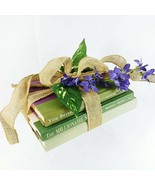 Decorative Tied Book Stack Farm House Decor Hard Cover Burlap Ribbon Set... - £25.23 GBP