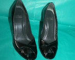 Stuart Weitzman Black Patent Leather Peep Toe Heels BW04169 Women&#39;s 6.5M - £50.38 GBP