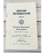 Toronto Musician&#39;s Association Directory 1960-61 Instrument Address Musi... - $18.33