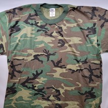 Tru-Spec Woodland Camo Green Military T-Shirt Sx 2XL Vintage Single Stitch - £17.96 GBP