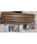 Wood Style Metal Boho Curtain Rod  for Windows Brown 36&quot;-88&quot; NEW - $38.59