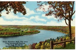 Vintage Postcard Horseshoe Bend Ohio River Leavenworth Overlook Indiana Curteich - £3.53 GBP