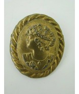 Victorian Cameo Brooch Base Metal Painted Ornate Left Facing Rare Antiqu... - $68.53 CAD