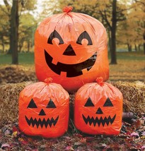 Amscan Pumpkin Lawn Bags, Halloween Decoration 30&quot; x 24&quot;, Orange - £16.77 GBP