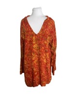 Soft Surroundings Womens Tunic Top Size Medium Becoming Batik Hood Orang... - $34.65