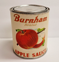 Burnham Brand Apple Sauce Tin Can Edgett Newark New York c1949-50&#39;s Vintage - £19.37 GBP
