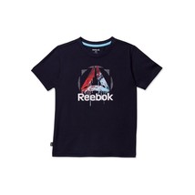 Reebok Boys Short Sleeve Graphic Print Navy T-Shirt Size: XS 4/5 NEW NWT - £10.02 GBP