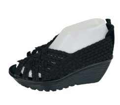 Skechers Memory Foam Black Woven 5.5 Shoes Comfort Walking Wedge Heels P... - $44.99