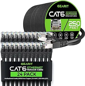 GearIT 24Pack 5ft Cat6 Ethernet Cable &amp; 250ft Cat6 Cable - £189.78 GBP
