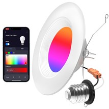 Smart Recessed Lighting 5/6 Inch - 1 Pack Wi-Fi Rgb Color Changing Led Recessed  - £144.22 GBP