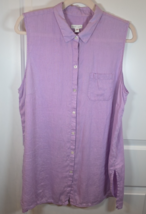 J JILL 100% Linen Light Purple Button Down Shirt Blouse Sz L Relaxed Lag... - $23.76