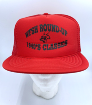 Vtg Trucker Hat Snapback Mesh Cap Nissin Caps Red WFSH Round Up Class Re... - £9.19 GBP