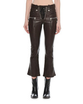 Leather Pants Size Leggings Womens Pant Rise Vegan Skinny Trousers Soft Brown 88 - £88.22 GBP
